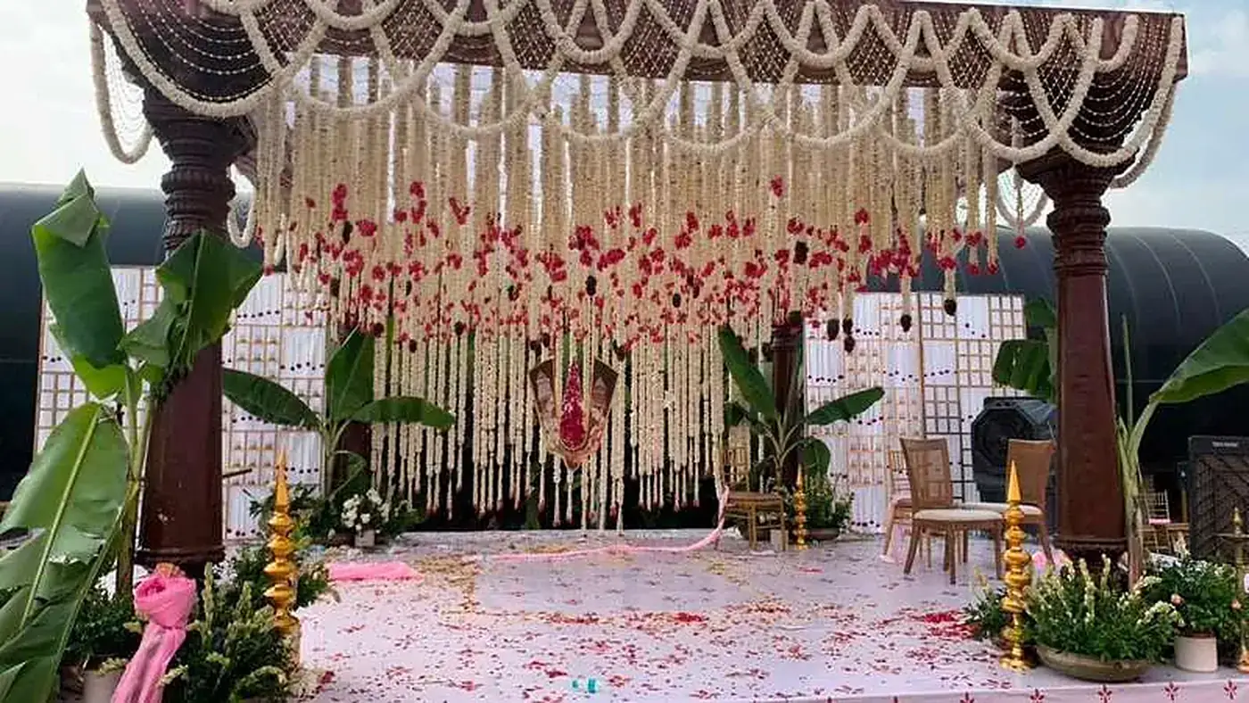 Floral mandap at a wedding planned by PlanItBetter